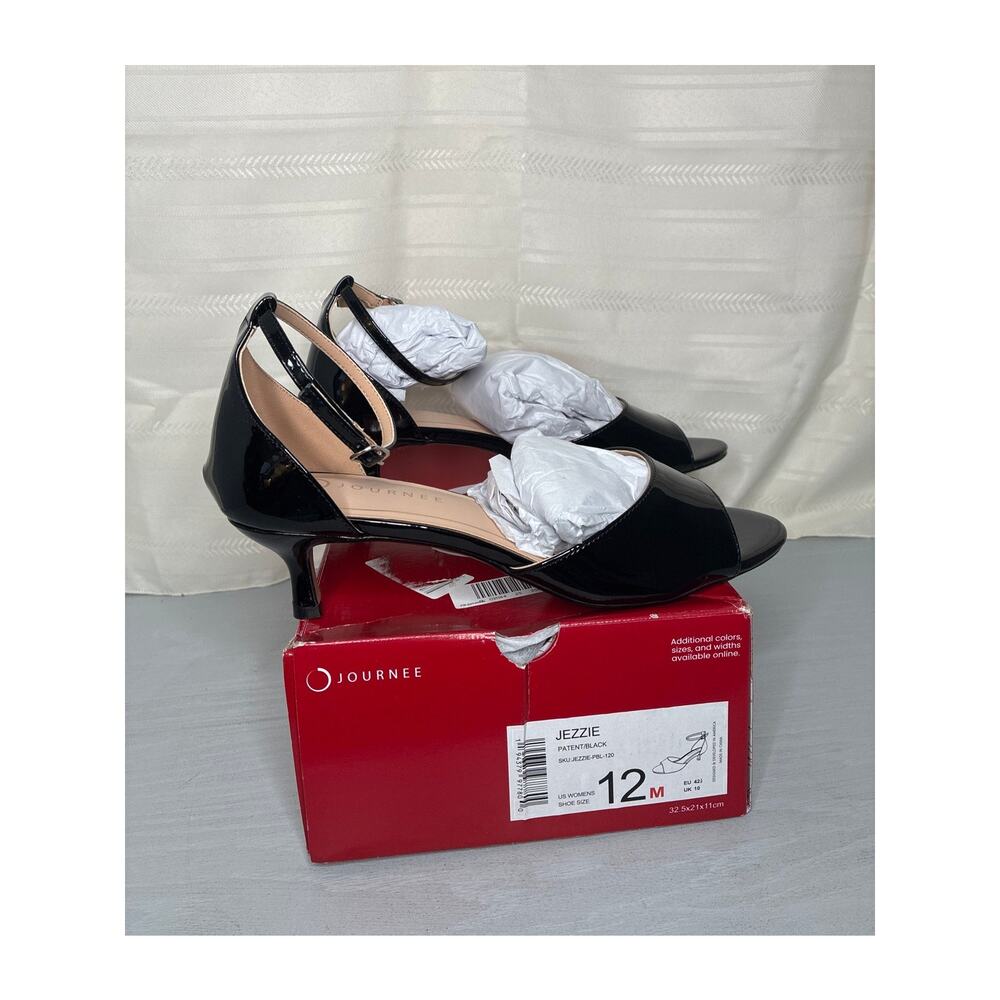 Journee Collection Jezzie Kitten Heel Sandals Black Womens Size 12M - Picture 2 of 14